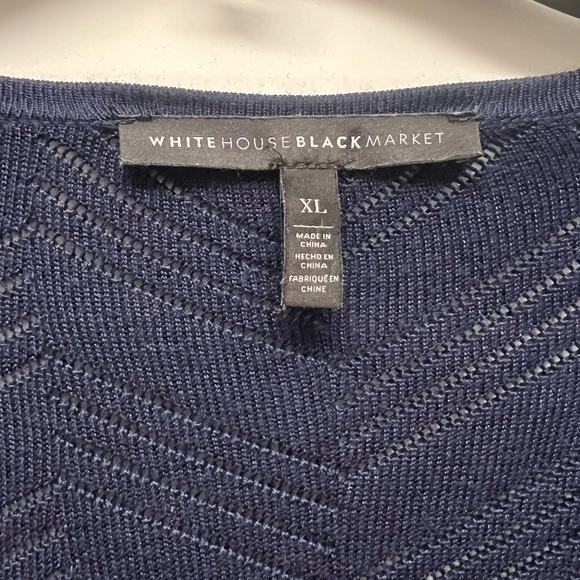 White House Black market, navy blue lace up tunic zigzag hem - Picture 2 of 3